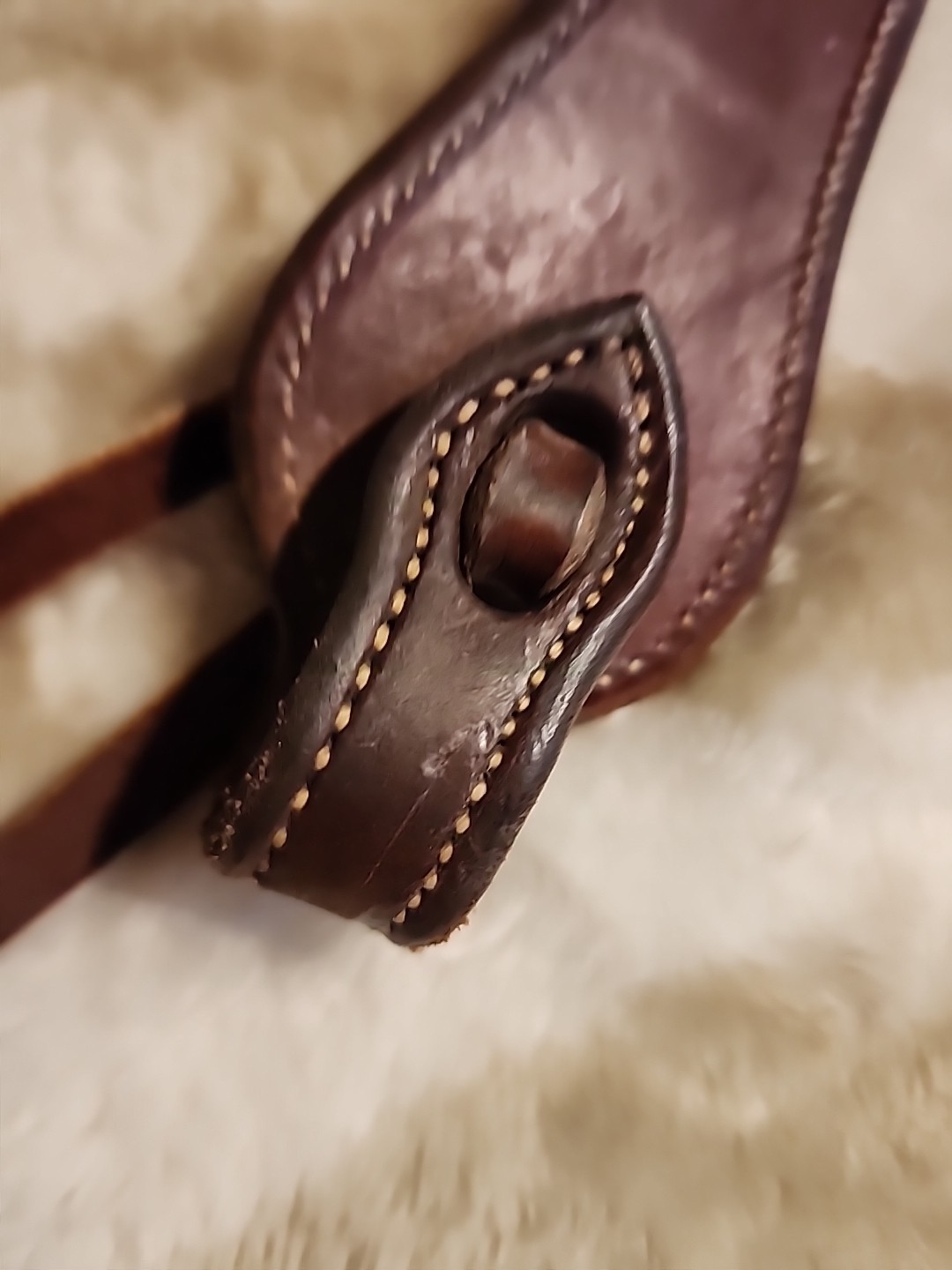 Double Eared Silver Dot Western Bridle Headstall Med Brown Leather EUC