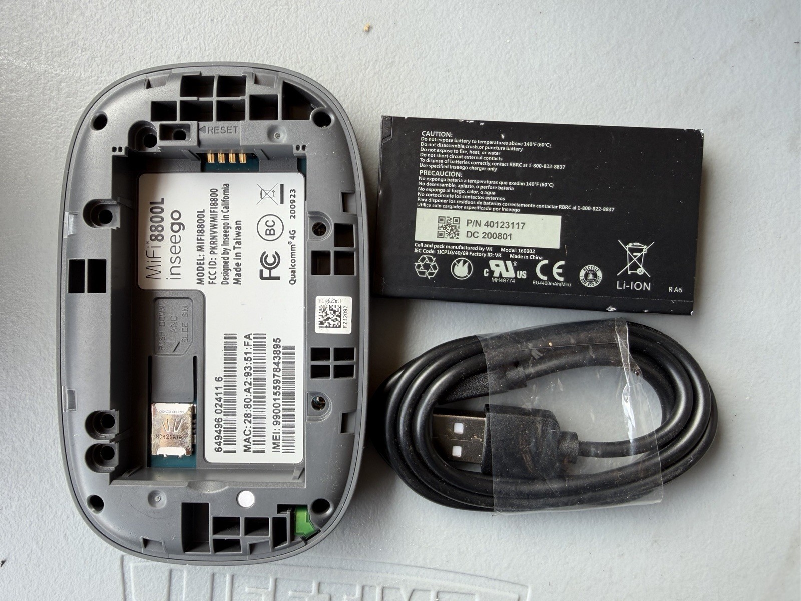 Verizon Jetpack 8800L Inseego MiFi Mobile Hotspot Modem TESTED NO BACK COVER