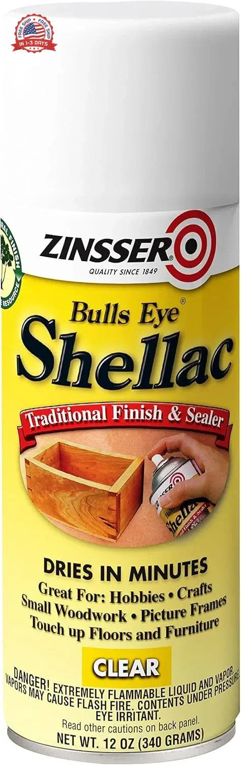 Zinsser 408 Bulls Eye Shellac Traditional Finish & Sealer Spray, 12 oz, Clear
