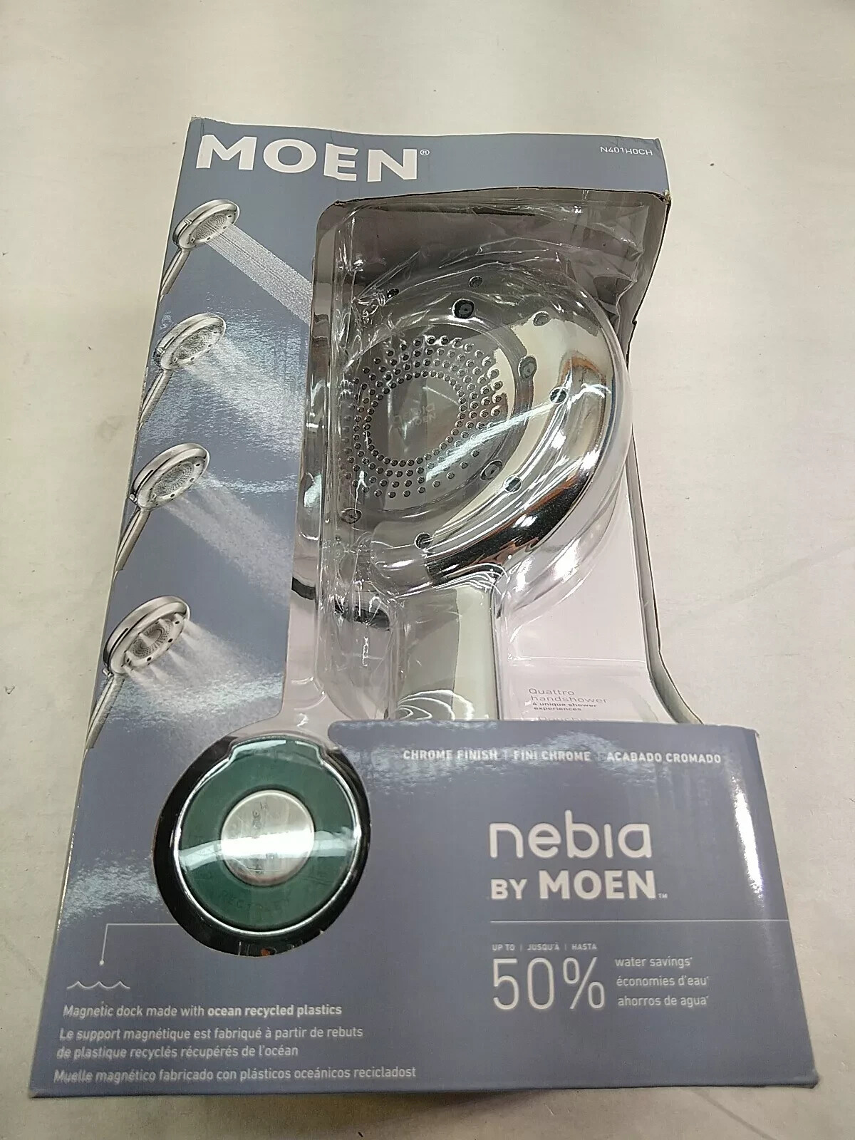 Moen 4 Spray 6.5 in. Single Wall Mount Handheld Shower Head in Chrome N401H0CH