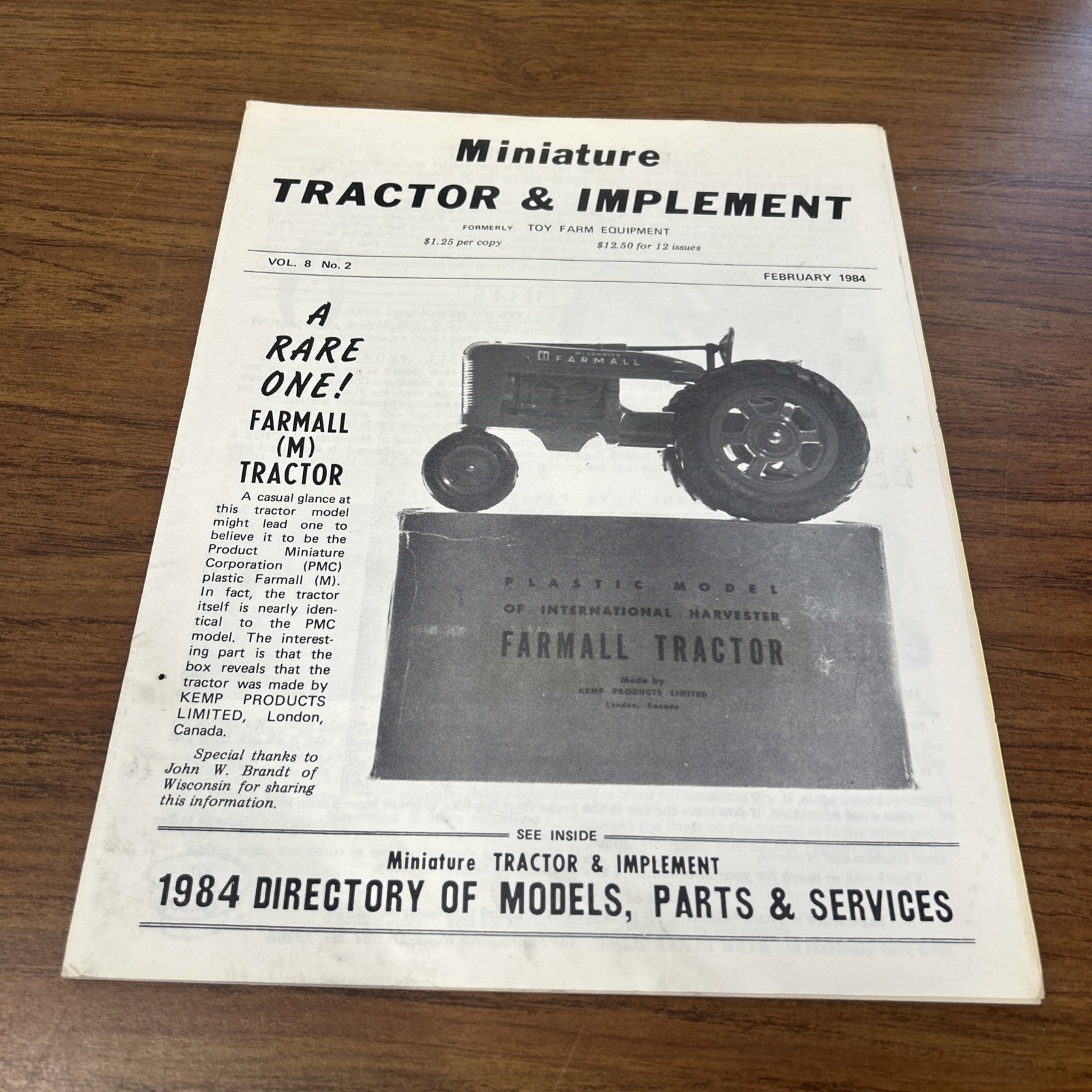 Miniature Tractor & Implement Magazine Feb 1984 A Rare One! Farmall Tractors