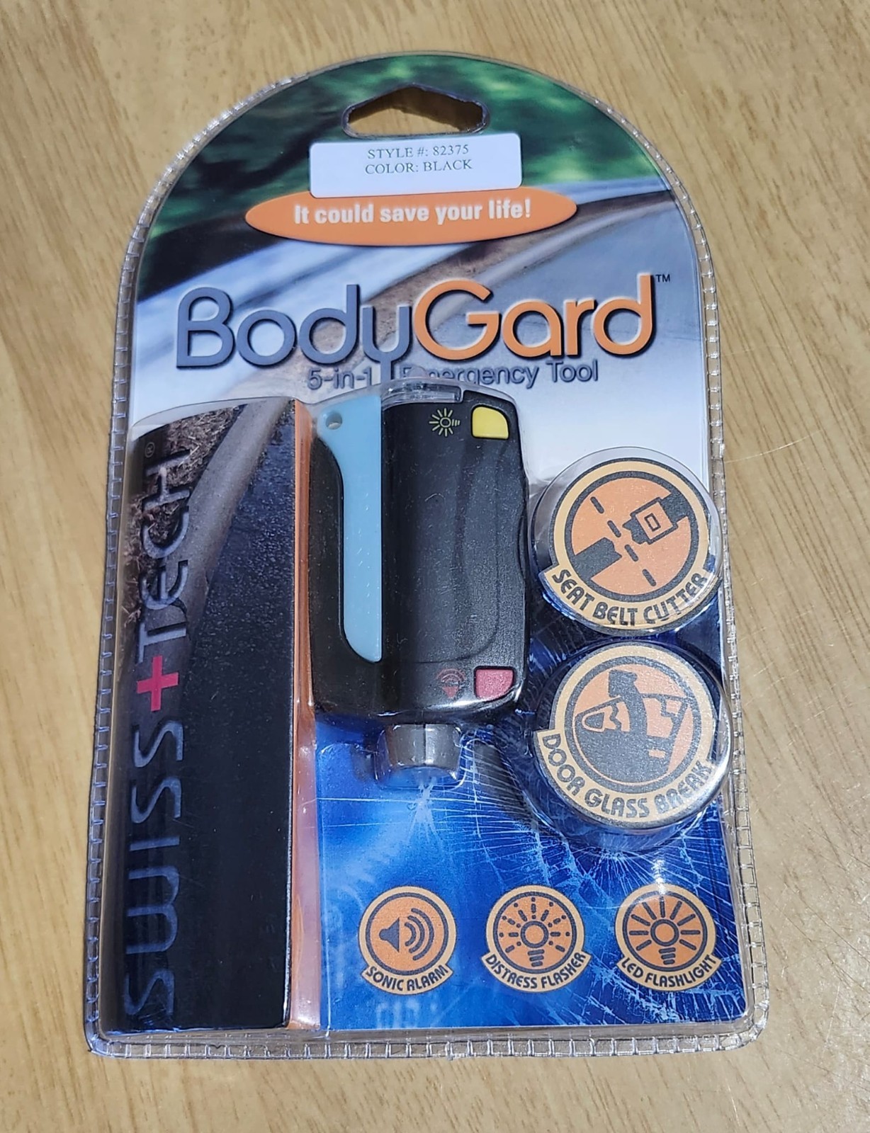 Swiss Tech BodyGard Escape 5-in-1 Automobile Emergency Glass Breaker Tool Sealed