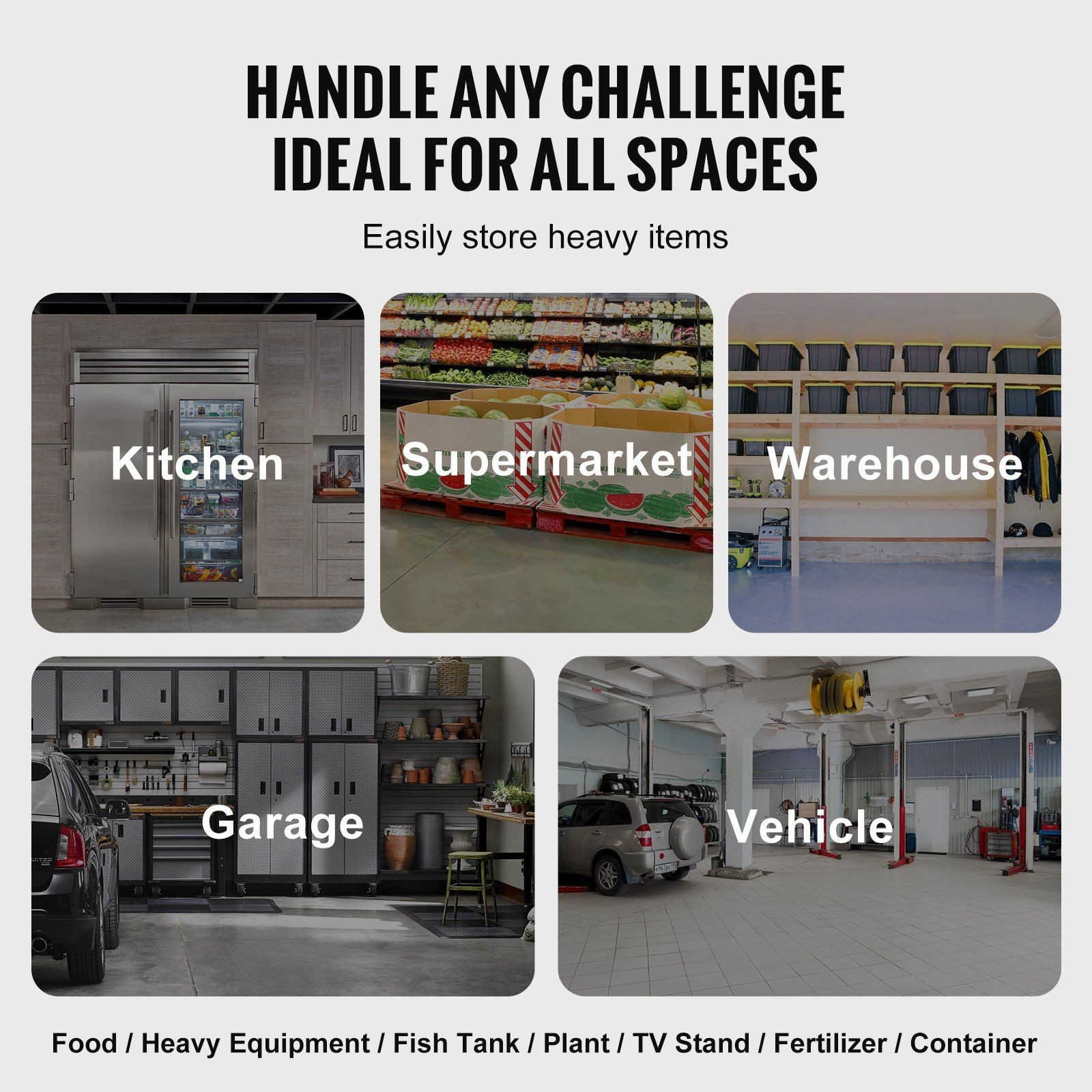 48x20x12in Aluminum Storage System 1000lb Weight Limit Tool Free Setup