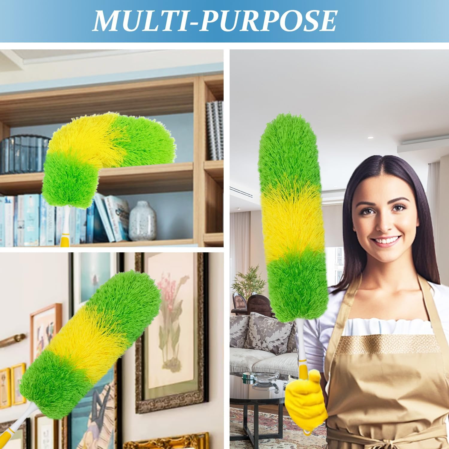 2 Pack 20-inch Microfiber Dusting Dusters with Non-Slip Handles and Bendable Mic