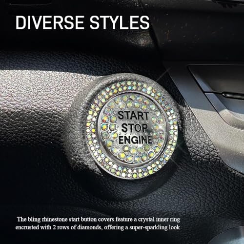 Bling Car Push Start Button Covers, Sparkling Rhinestone Switch Knob Colorful