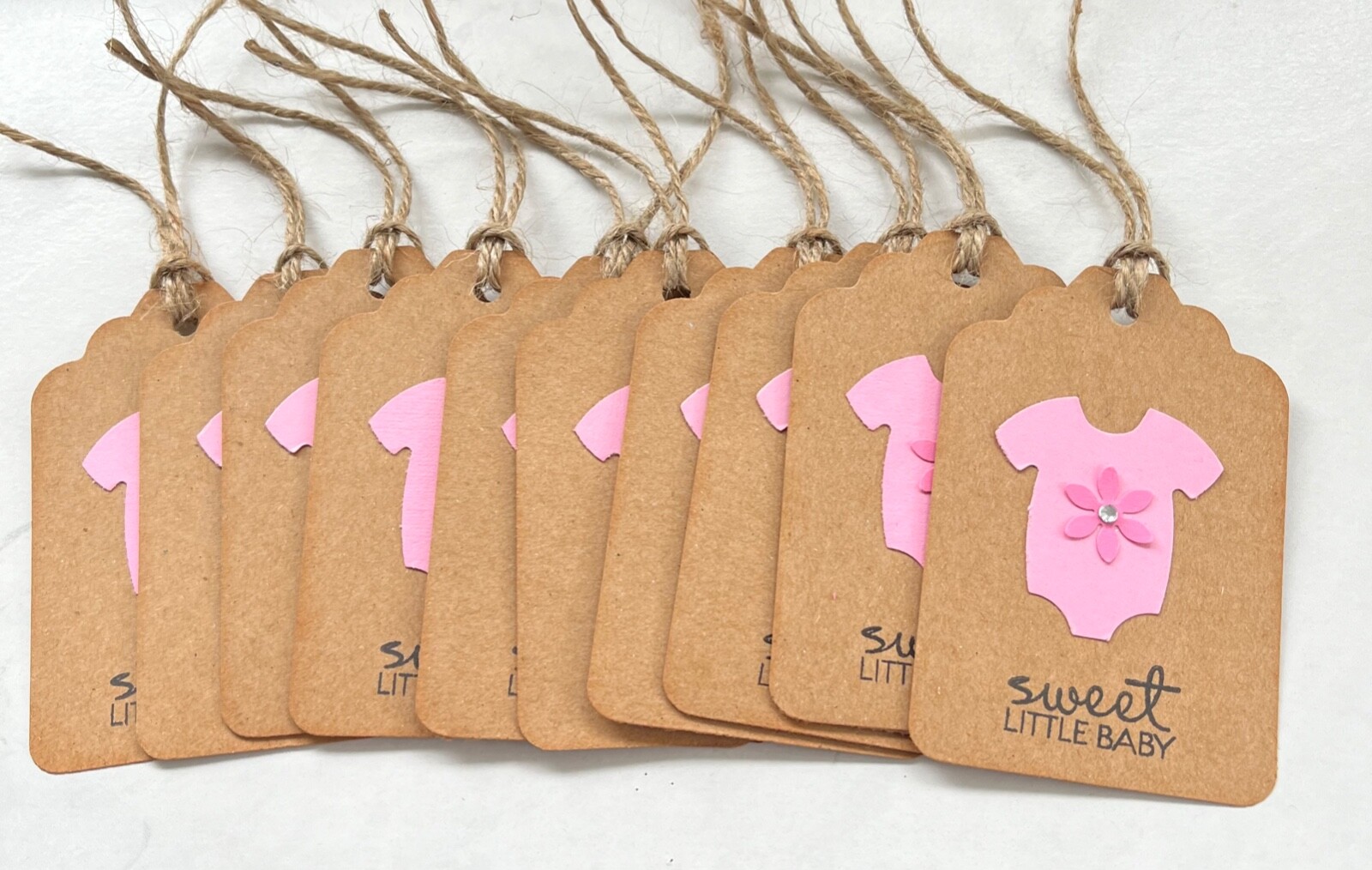 Set of 10 Handmade Baby Girl Shower Gift Tags