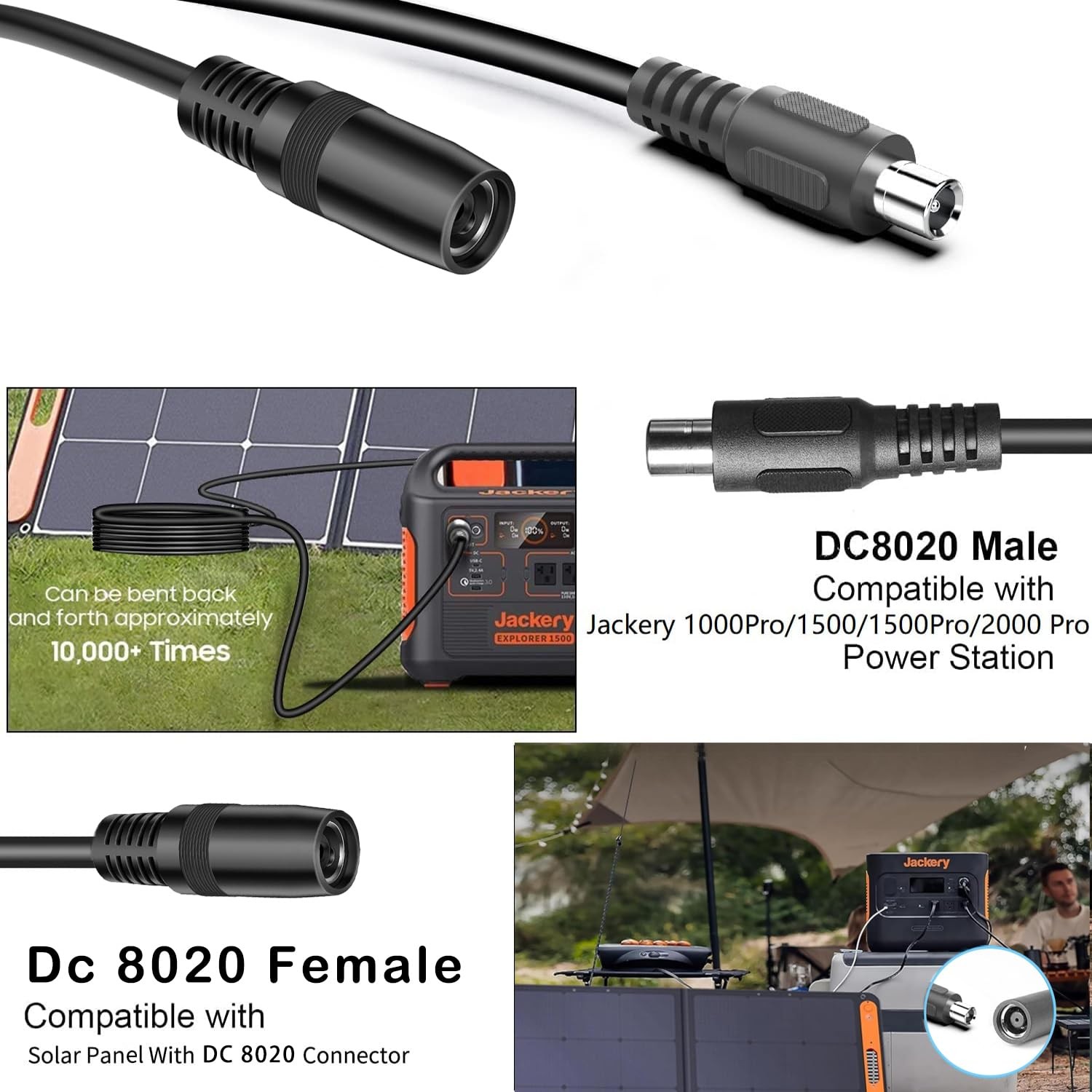 Grnpowcn For Jackery 1000V2/1500/2000 V2 Pro Plus Extension Cable 16.5Ft Dc
