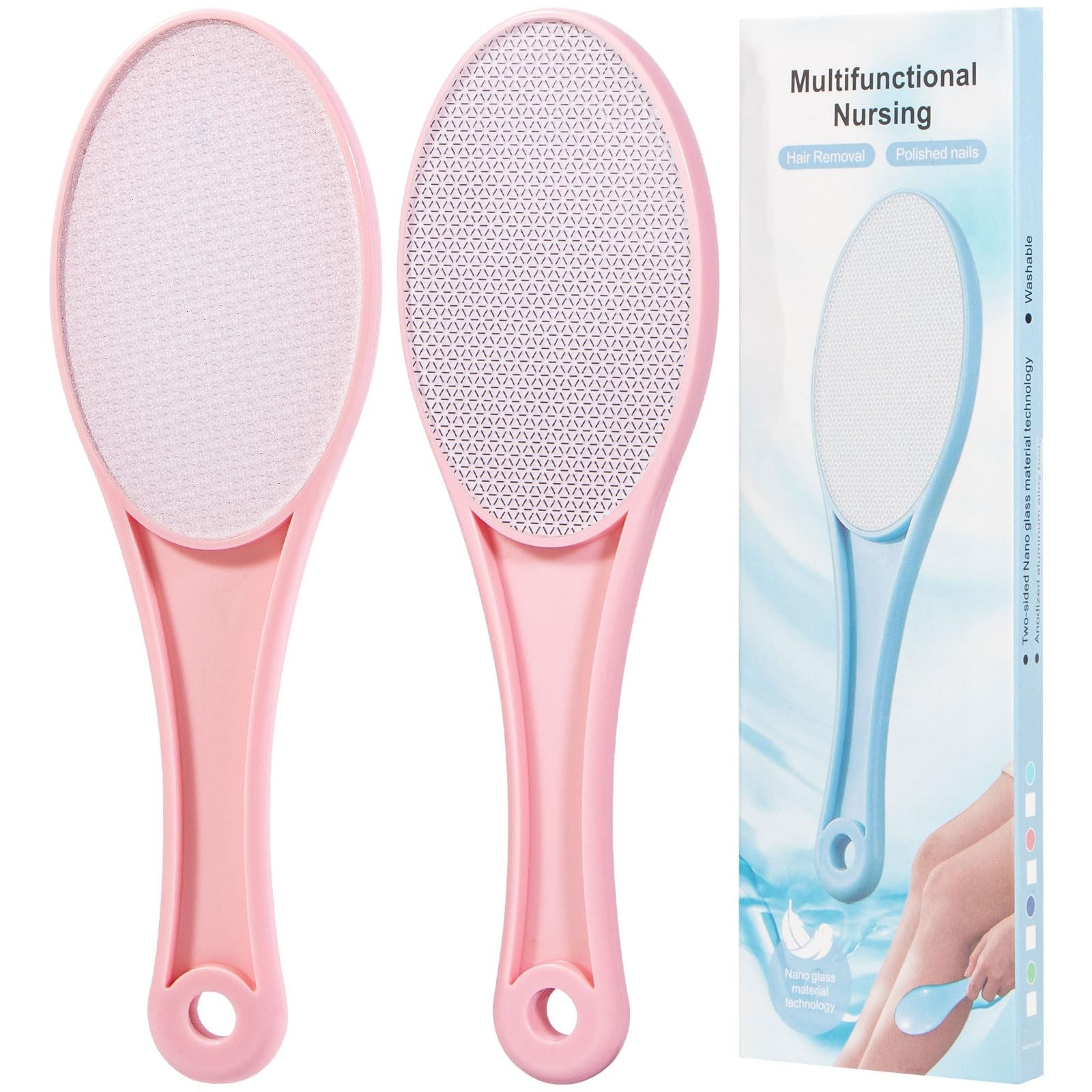 2 Pack Nano Glass Foot File Callus Remover, Beomeen 2 Count (Pack of 1), Pink