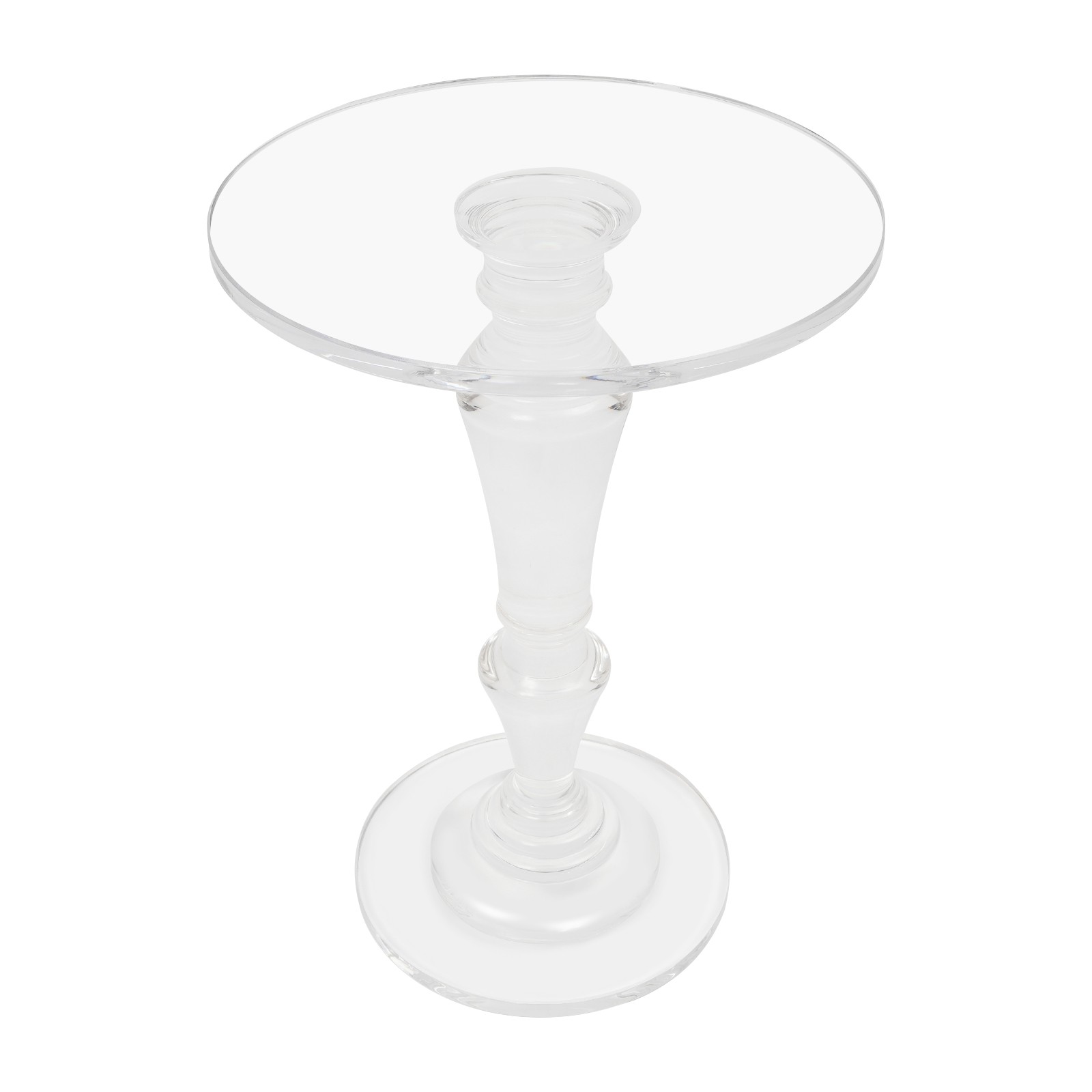 Clear Acrylic Side Table Round Ende Table Drink Table for Small Space 13.8"x19”