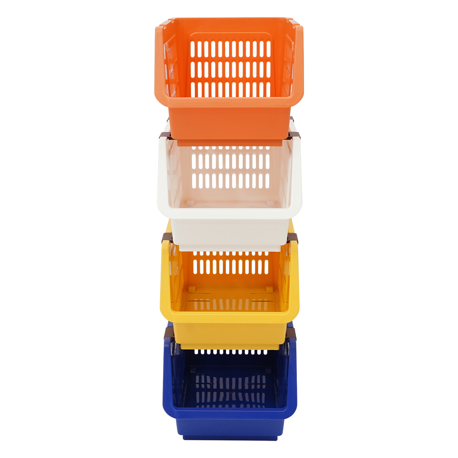 4 PCS Stacking Storage Baskets, Multi-tiered Plastic Stackable Organizer Bins