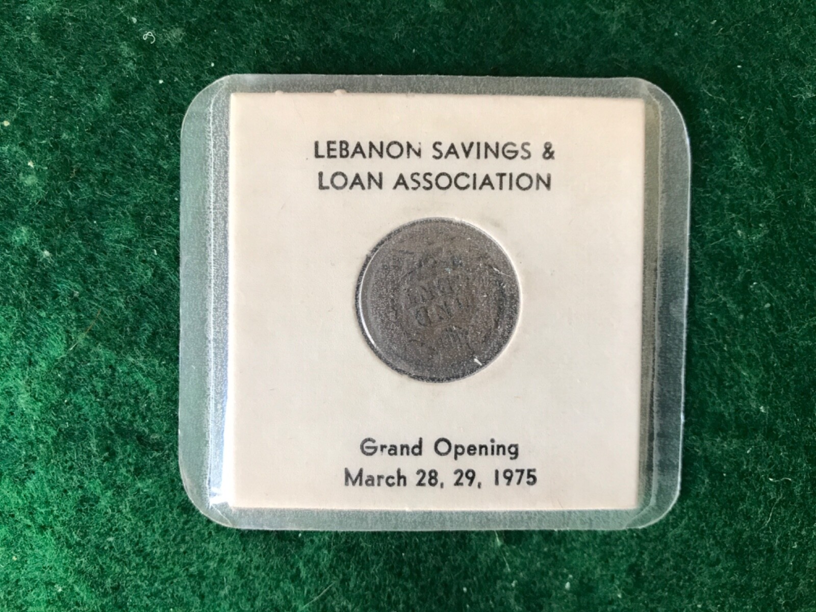 1896 Indian Cent in Lebanon Savings and Loan Advertising card -T27