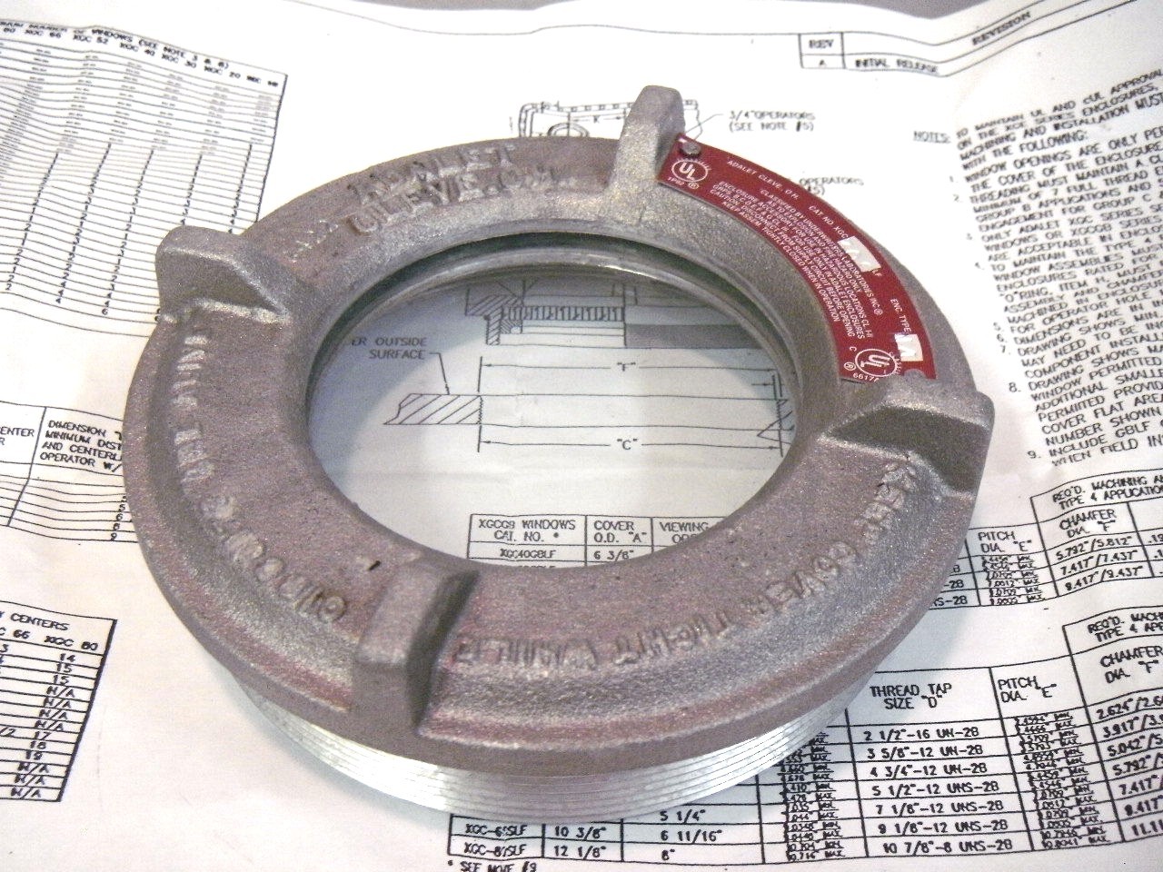 Adalet XGC-30-SLF-N4 Explosion Proof 5-3/16" OD Round Window