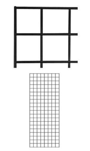 Set of 4 Gridwall Panels 2' x 5' Grid Wall Display Black Panel Steel Powder Coat