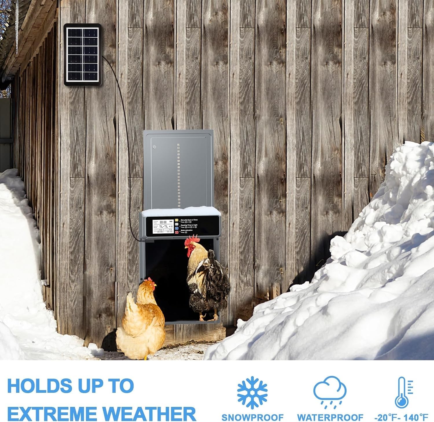 Smart Automatic Chicken Door with Timer, Remote Control & Anti-Pinch Safety