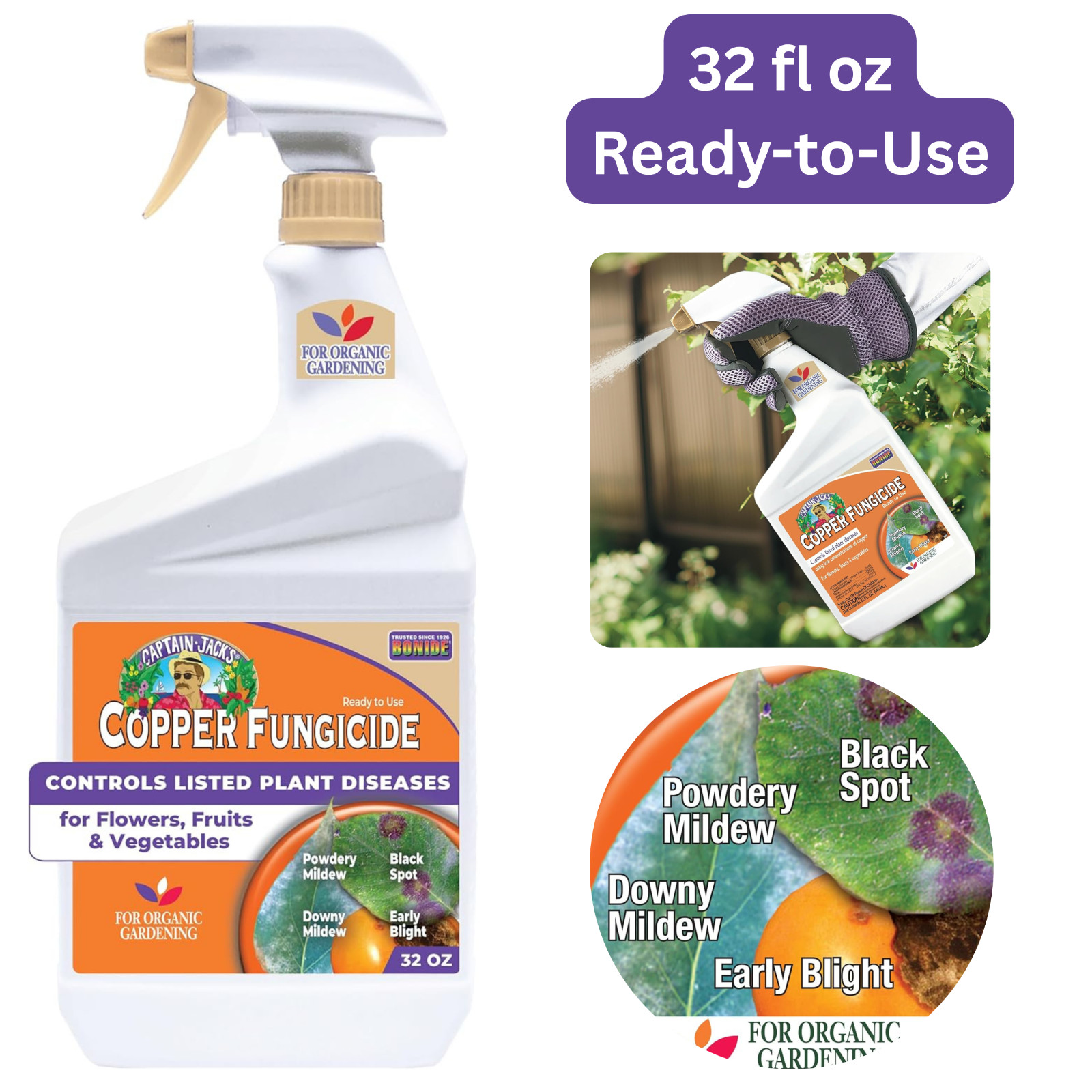 Bonide Copper Fungicide Spray 32oz RTU Organic Plant Disease Control