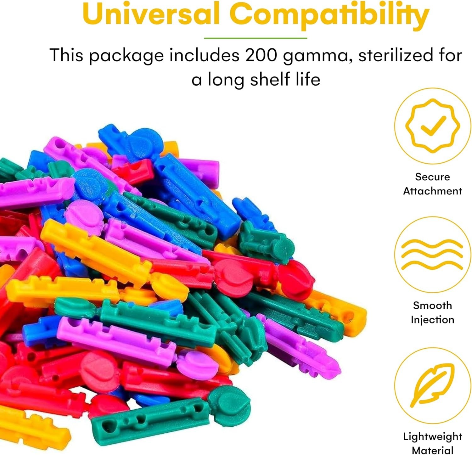 Tri-Beveled 30G Lancets - 200 Sterile Diabetic Testing Devices, Multicolored