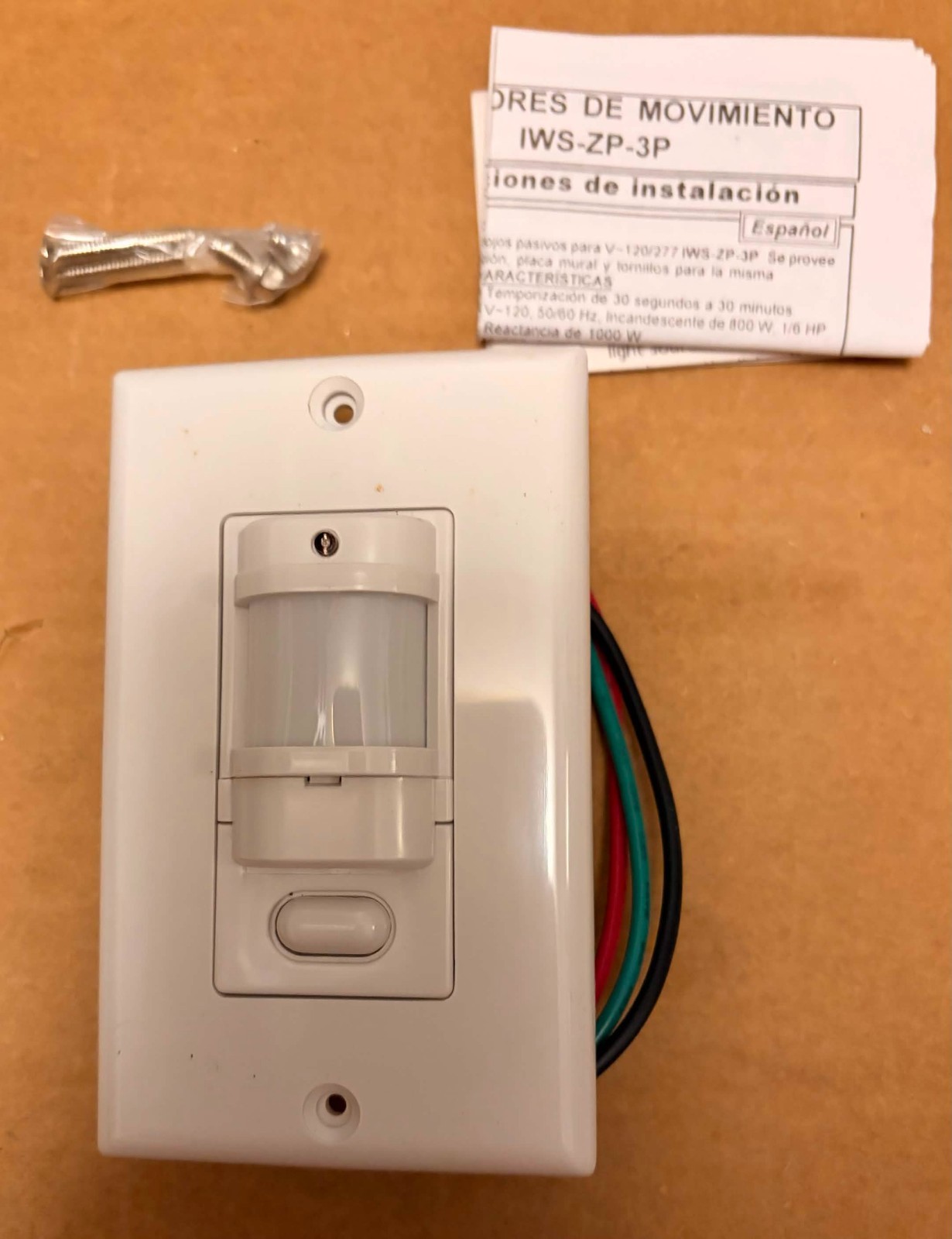 Hubbell IWS-ZP-3P White Motion Sensor PIR Wall Switch Decorator