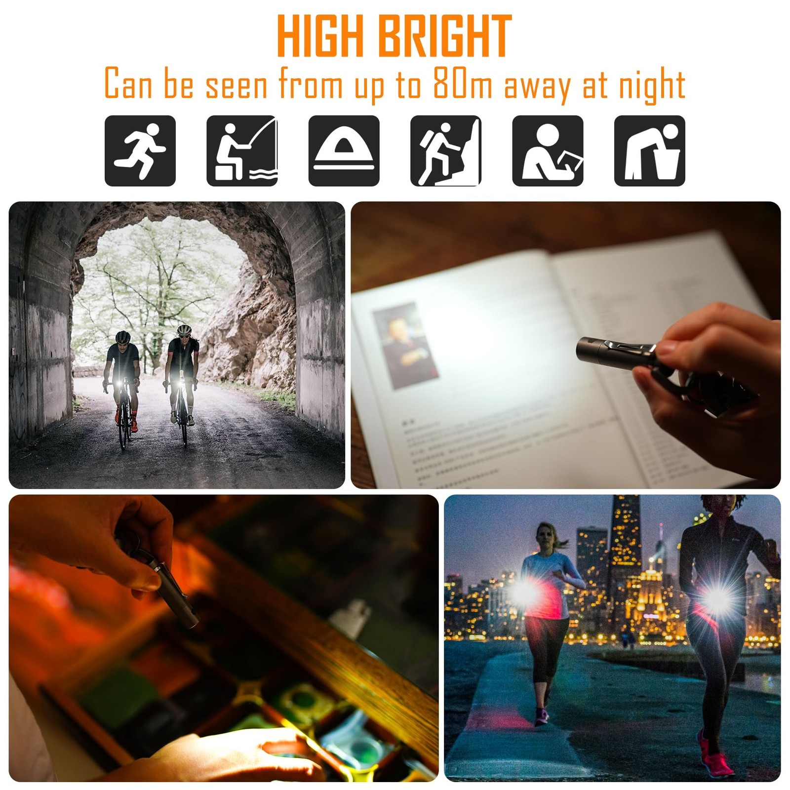 KeyUnity KF04 Mini LED Flashlight with Pocket Clip - Super Bright Handheld Si...