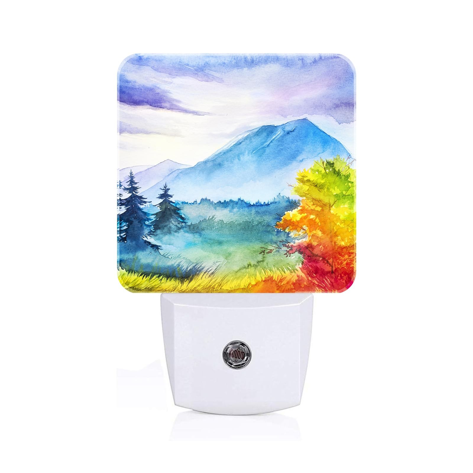 Watercolor Mountains and Forest Night Light,Plug Into Wall for Boys Girls Bed...