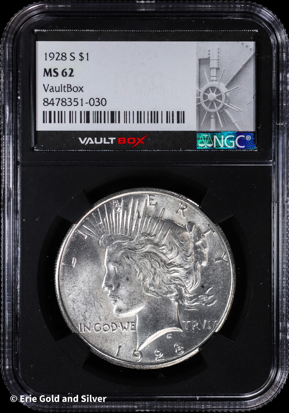 1928-S $1 Peace Silver Dollar NGC MS 62 | VaultBox Uncirculated UNC