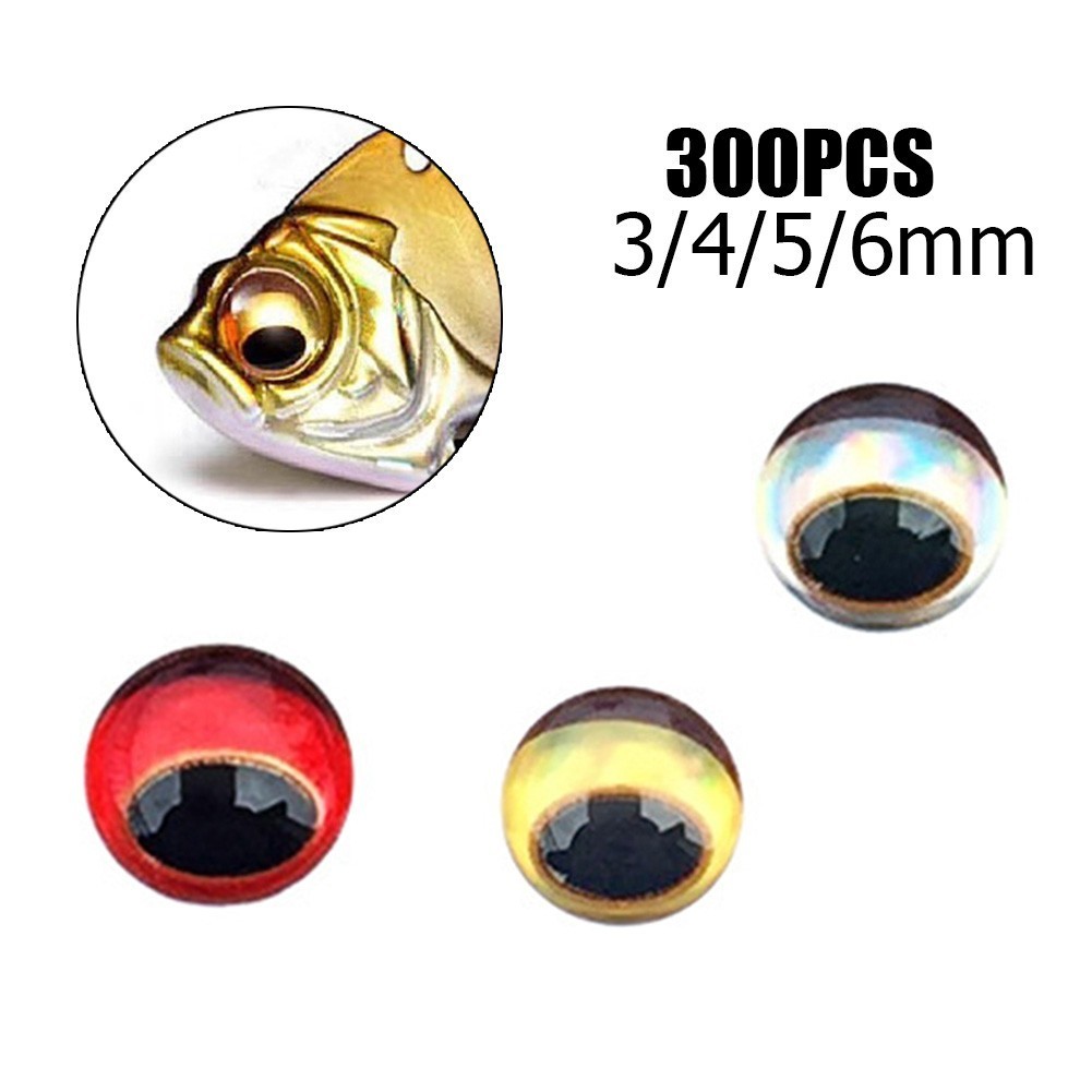 300*/ 3/4/5/6mm Snake Pupil Red 3D Holographic Fishing Lure Eyes Fly Tying DIY .