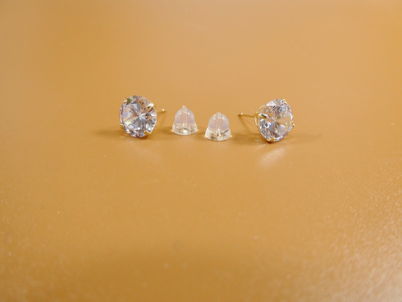 10K REAL SOLID YELLOW GOLD STUD PUSH POST PRONG SETTING BASKET EARRING