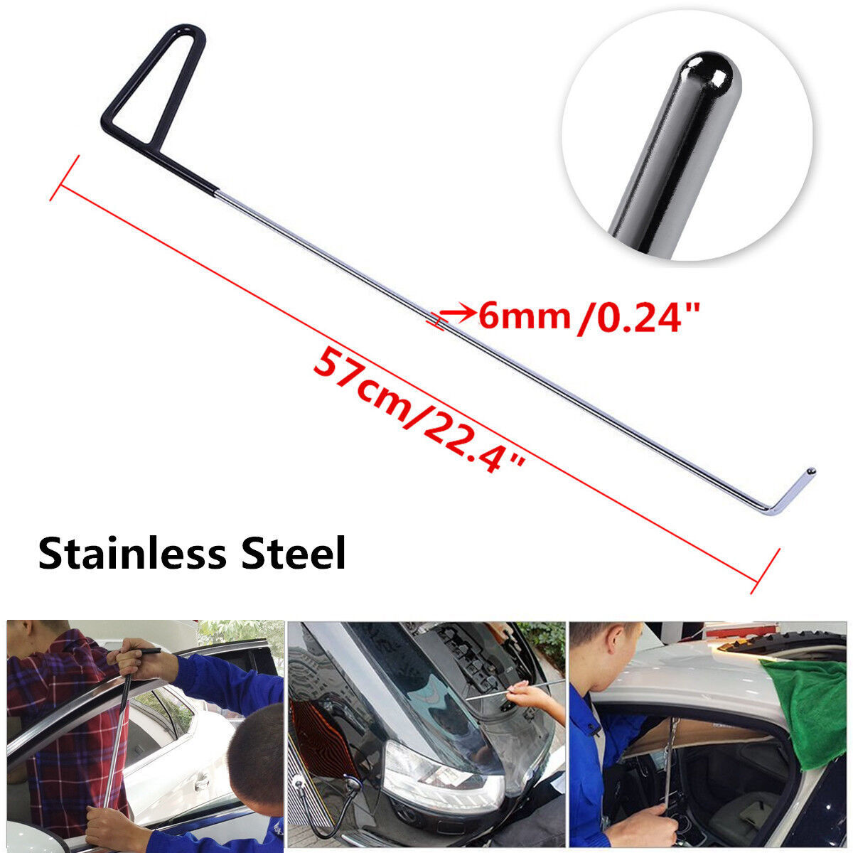 Spring Steel Push Rods Car Body Tail Paintless Dent Repair Hail Removal Tool