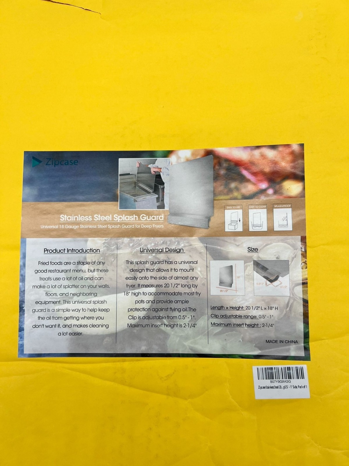 Stainless Steel Fryer Splash Guard 20.5x15 Grease Shield Commercial Deep Fry