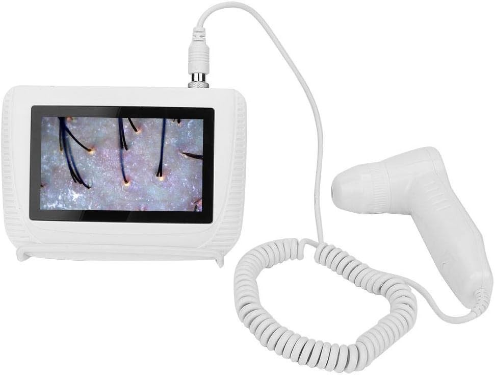 5 inch LCD Skin Hair Analyzer Scalp Detector Scanner + 50X/200x Magnifying Lens