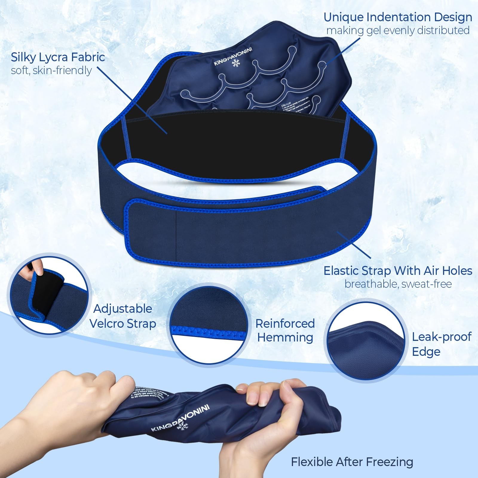 Extra Large Ice Pack for Back Pain Relief with Extension Strap, 2 Pack Reusab...