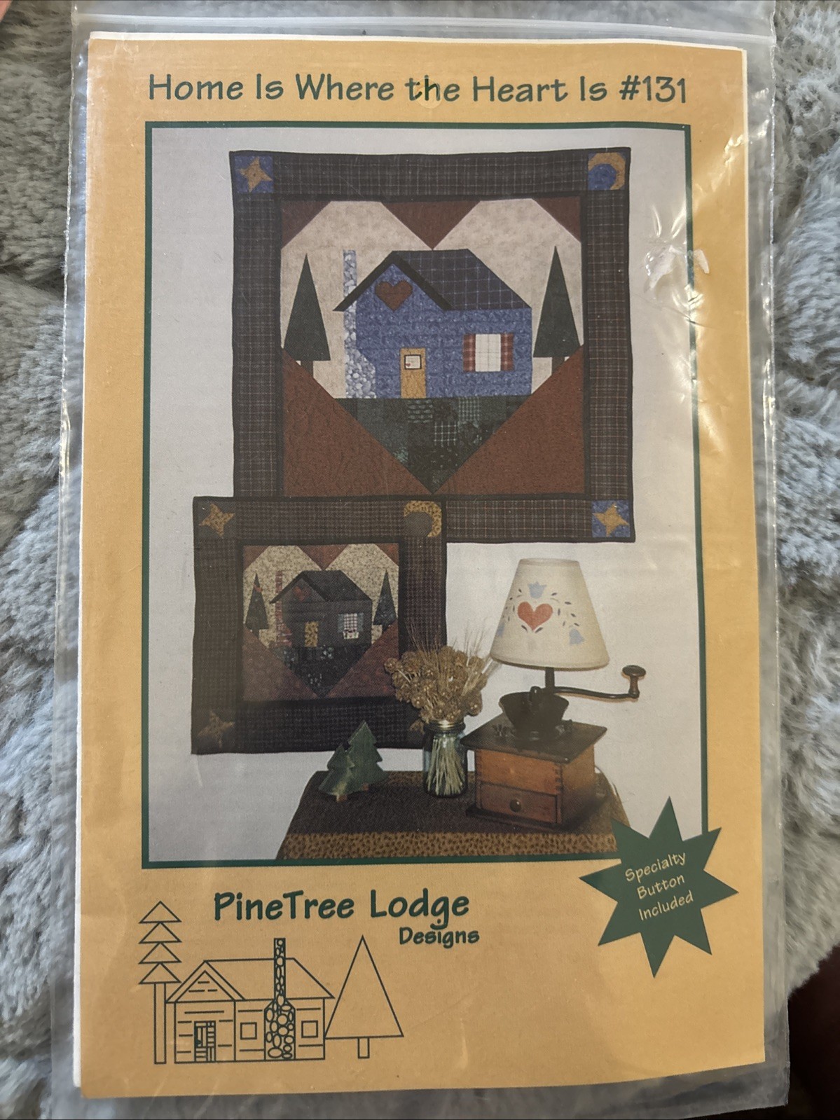 PINETREE LODGE -  Quilt Pattern - HOME IS WHERE THE HEART IS #131  w/Button
