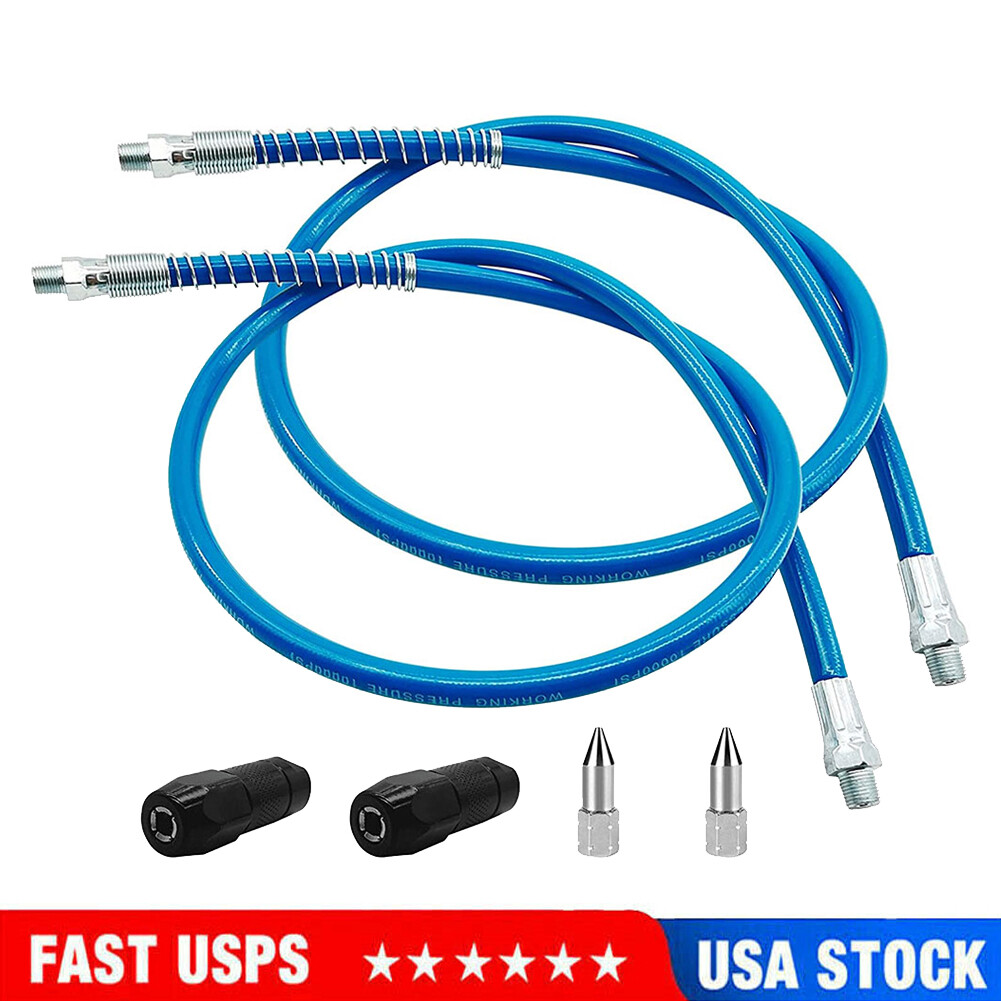 6Piece Grease Gun Hose Kit, 39 Inch Flex Grease Hose Extension, Sharp Nozzles US