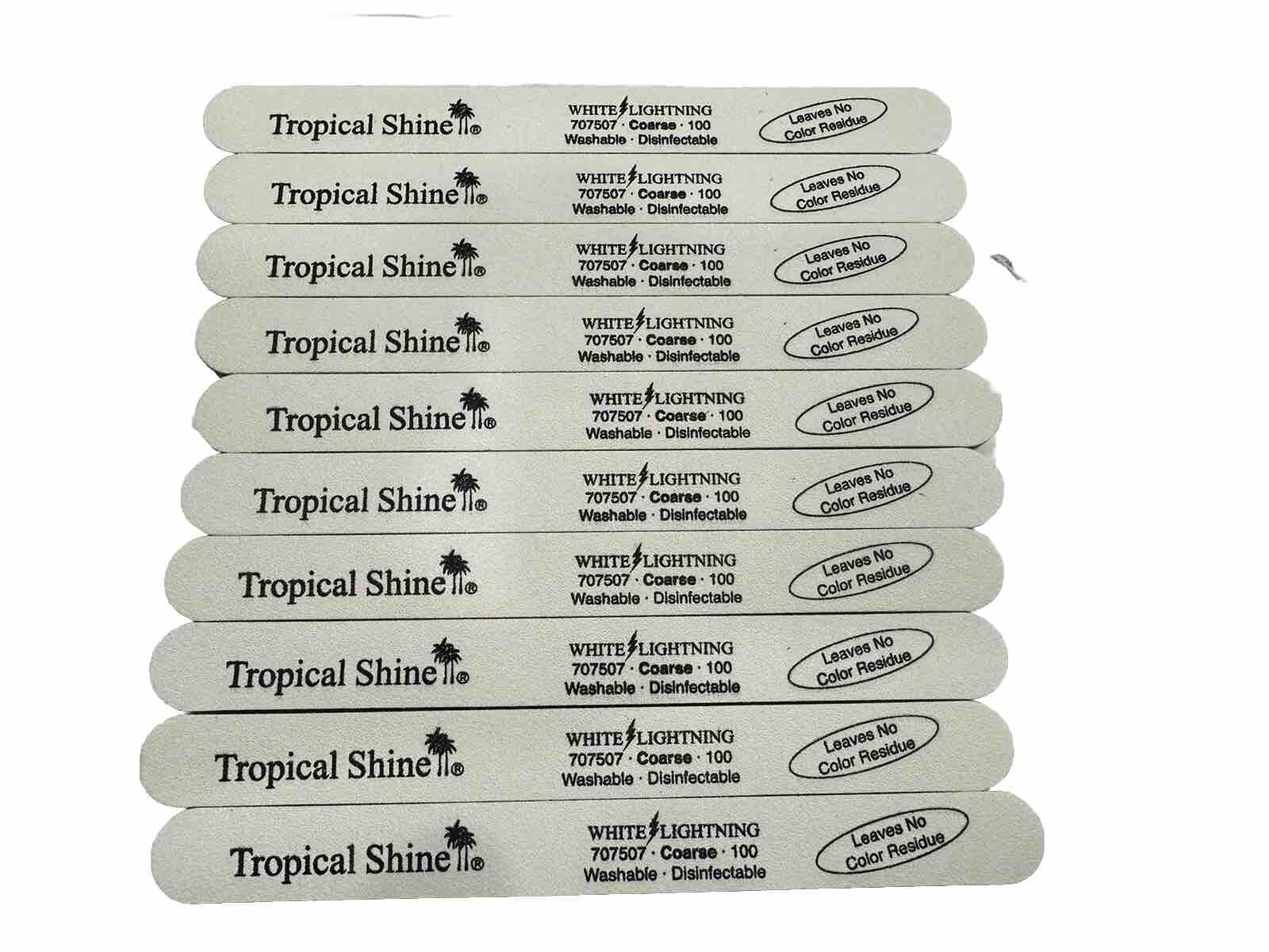 10 Tropical Shine White Coarse 100 Nail Files   Made In USA