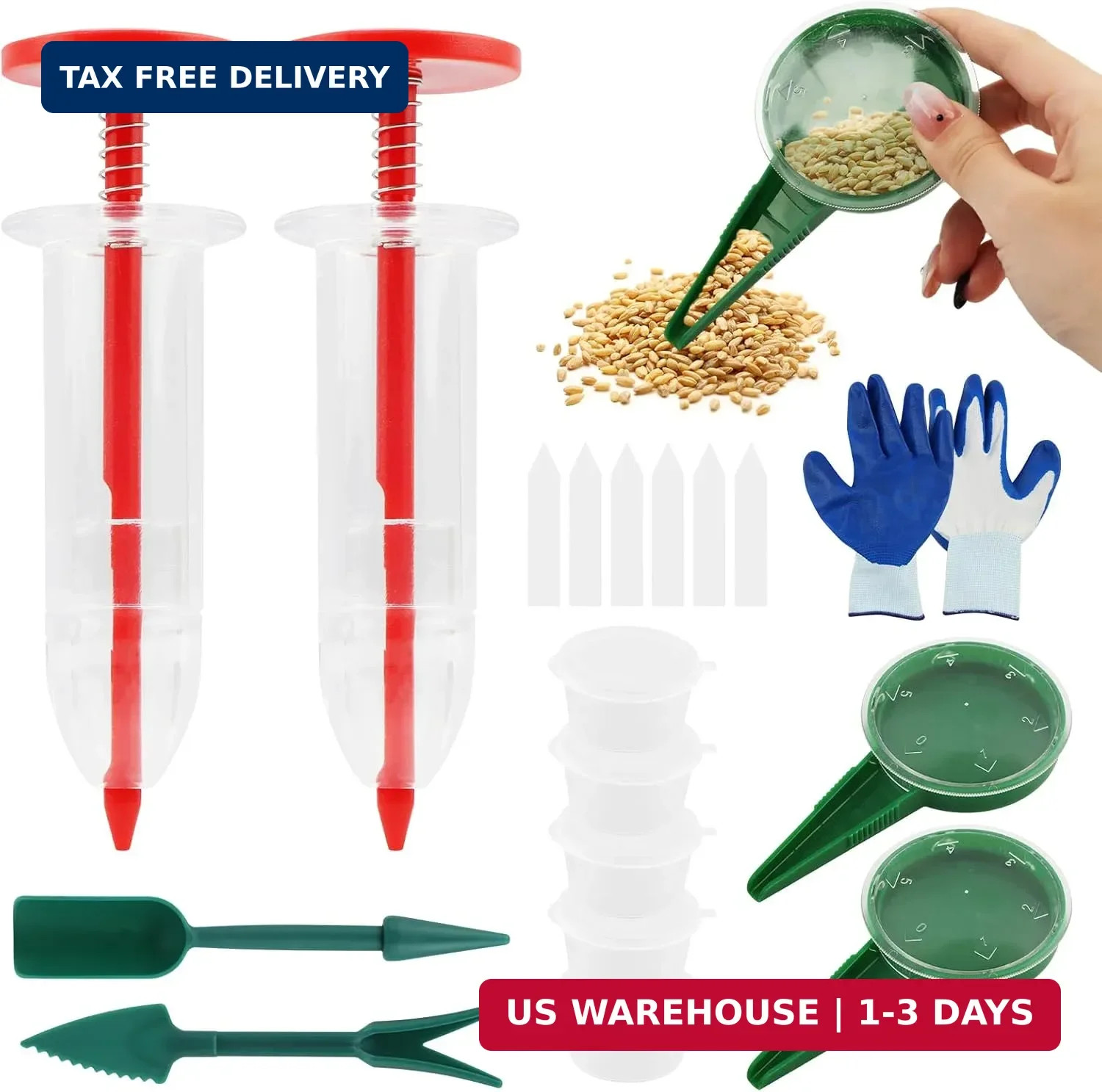 Seed Planter Tool Kit for Tiny Seeds, Hand Seed Dispenser Set with 2 Mini Seeder