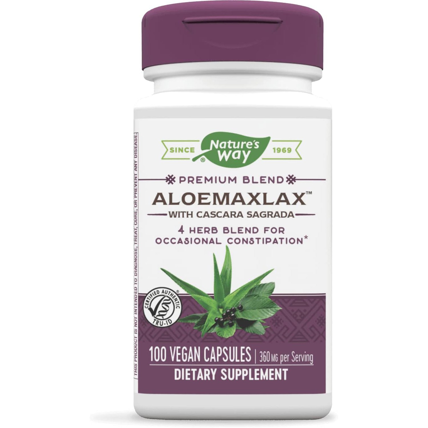 Nature's Way, Aloe Max Lax, 4 Herb Blend, 100 Vegan Capsules