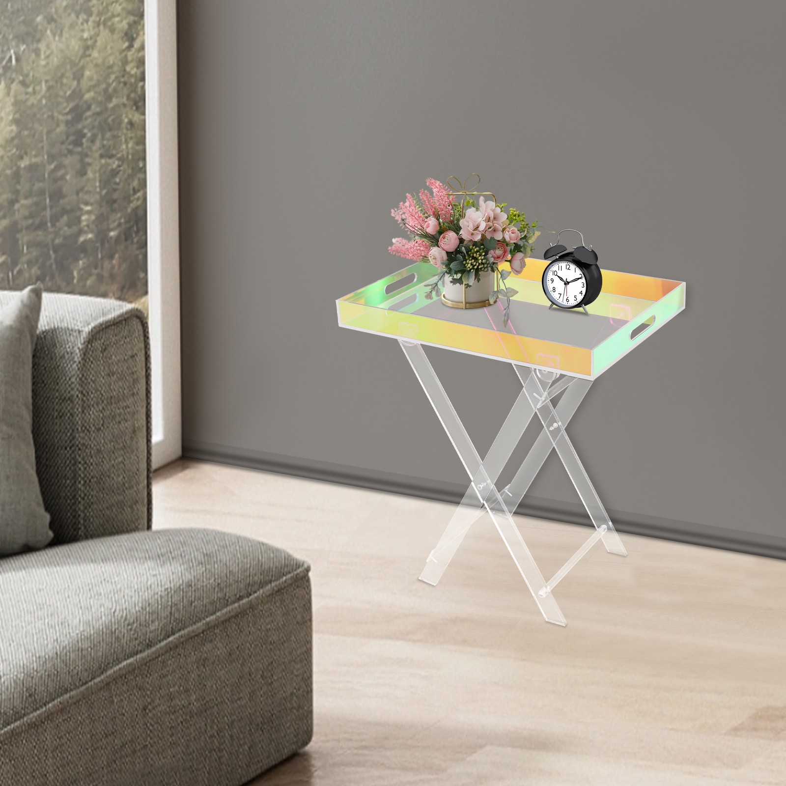 Acrylic Folding Tray Table, Acrylic End Table, Colorful Acrylic Side Table
