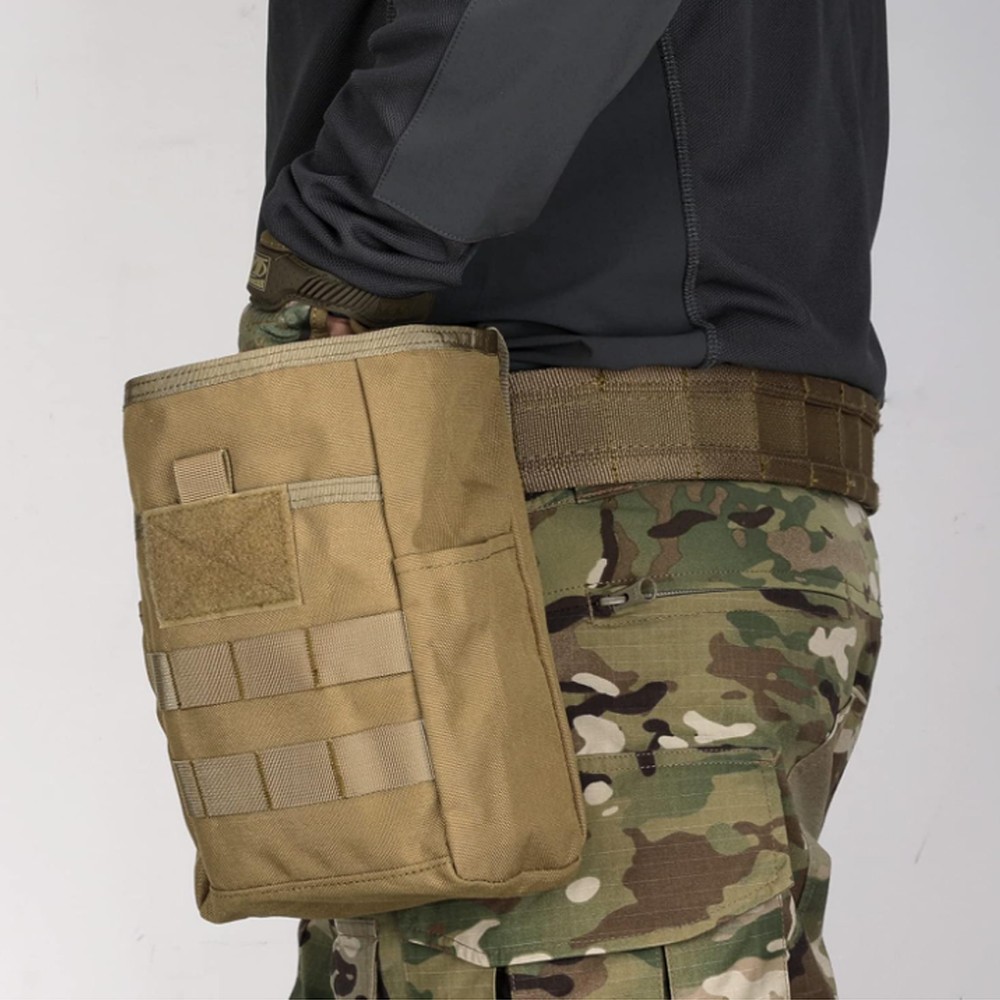 Khaki Molle Dump Pouch Drawstring Magazine Utility Pouch Folding Dump Waist Bags