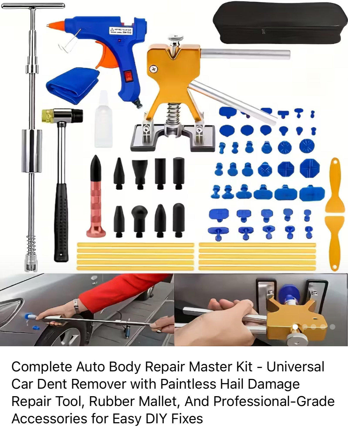 70PCS Paintless Dent Repair Kit Car Dent Puller Glue Gun Bridge Lifter