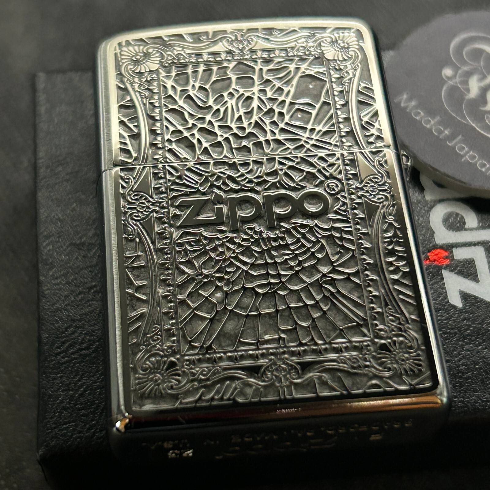 Zippo Oil Lighter Angel Cross Silver 2 Sided Processing Regular Case Japan