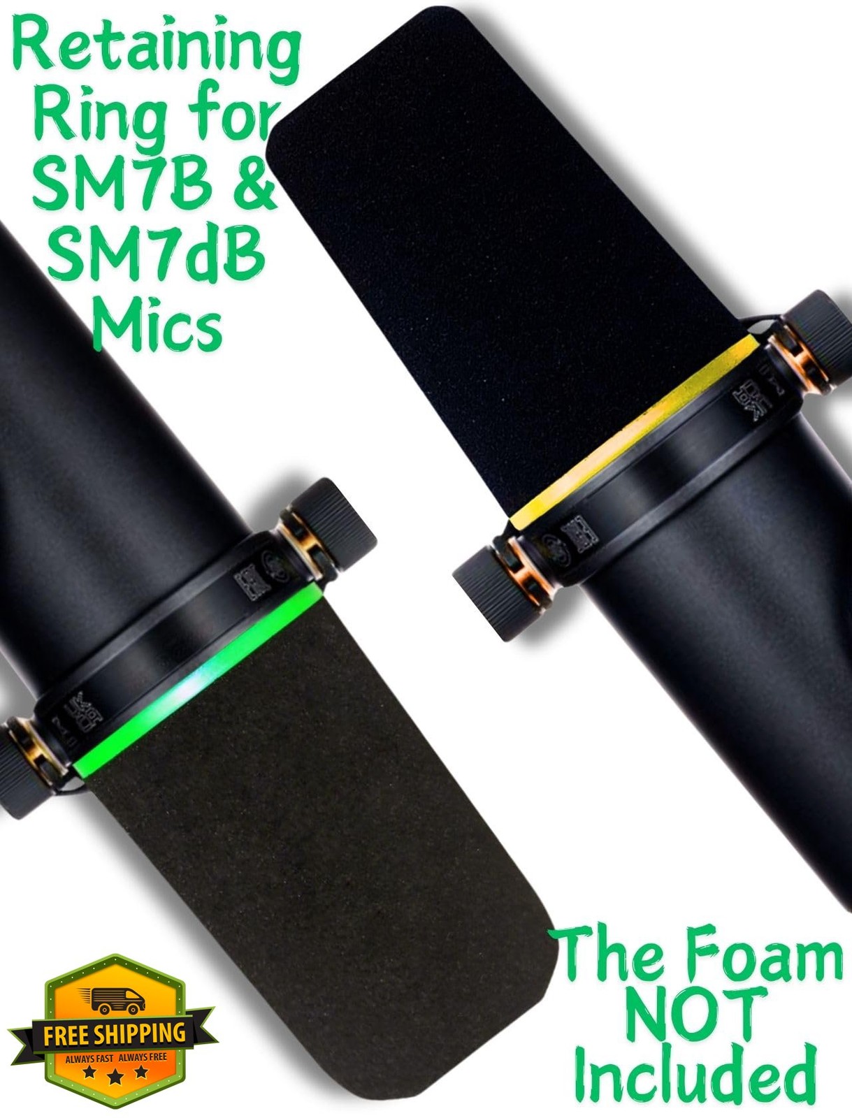 RhymKawa SM7b Retaining Ring Collar Yellow Green (2 Pack)