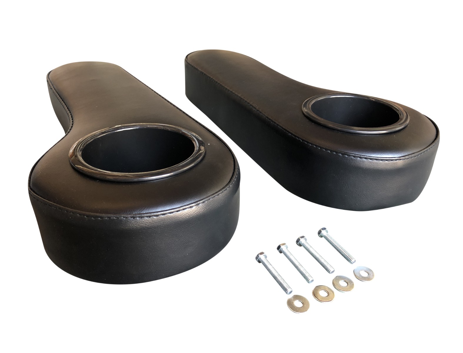 Golf Cart Arm Rest for Rear Seat - Arm Cushion with Cup Holder - Black