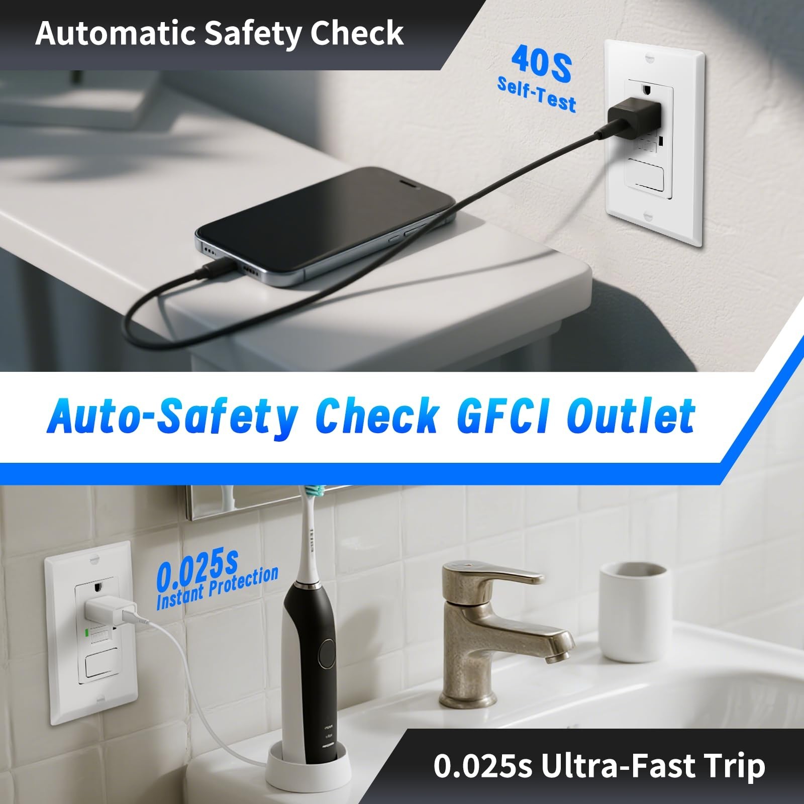 GFCI Outlet with Light Switch, 20 Amp Self-Test GFI Electrical Switch Outlet ...