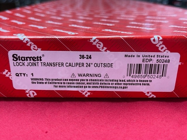 Starrett 36-24 Lock Joint Transfer Type Outside Caliper, 24" Flat Leg