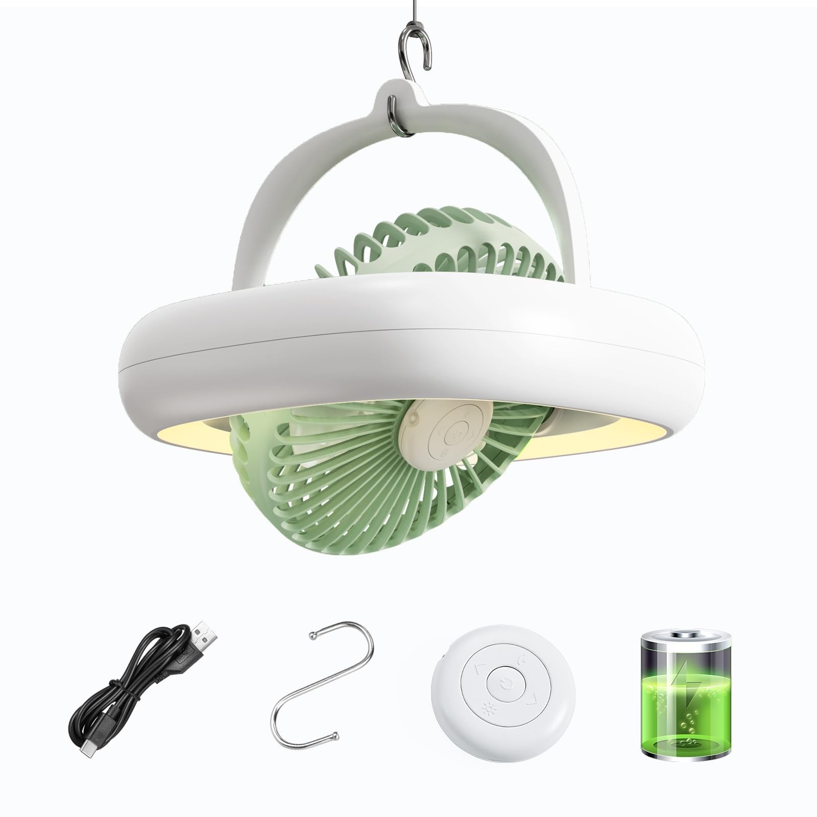 Ceiling Fan |Wall Mounted Quiet Fan with Remote | Built-in 4000mAh Battery