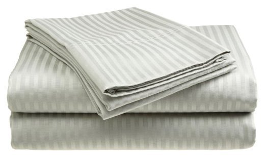 2 PACK:Deluxe Hotel , 300 Thread Count 100% Cotton Sateen Sheet Set Dobby Stripe