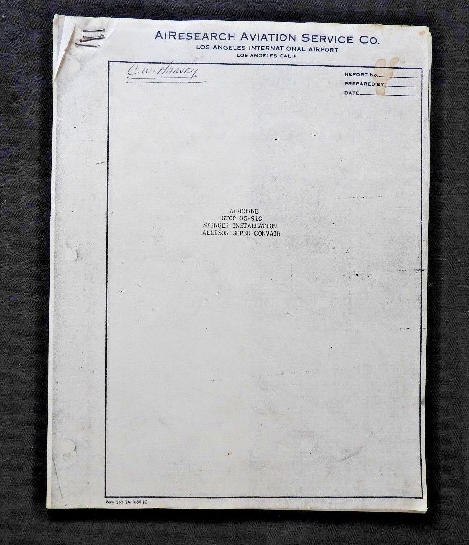 1960 AIRESEARCH AVIATION ALLISON SUPER CONVAIR STINGER GTCP 85-91C INSTALLATION