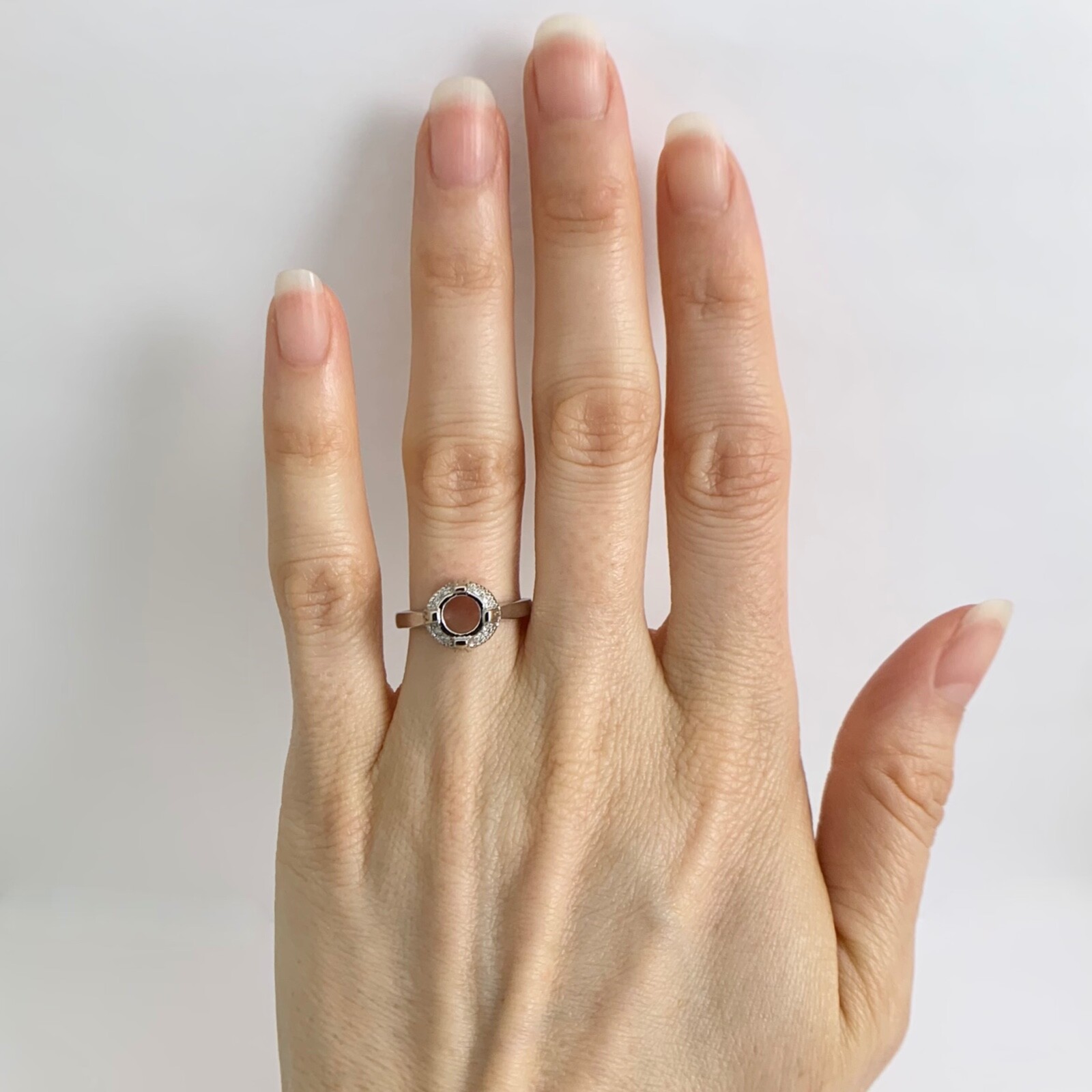Round Pave Milgrain Diamond Engagement Ring Setting Mounting Platinum .24 CTW