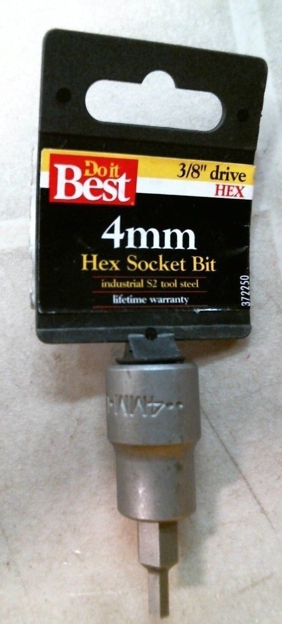 DoitBest 372250 4 mm Hex Socket Bit, 3/8" Drive, FREE SHIPPING