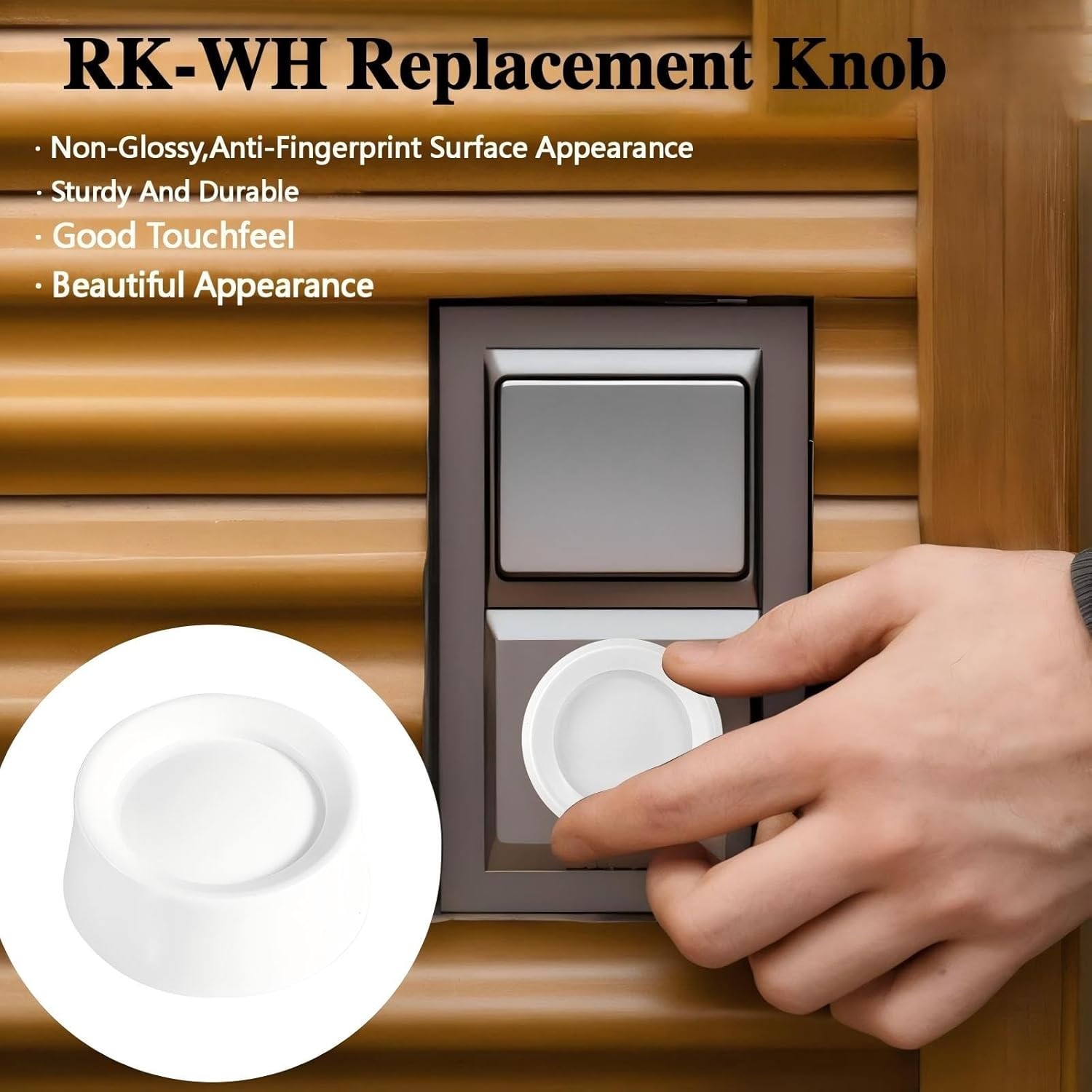 Durable White Rotary Dimmer Knobs - 2 Pack, Perfect for Home Lighting Control