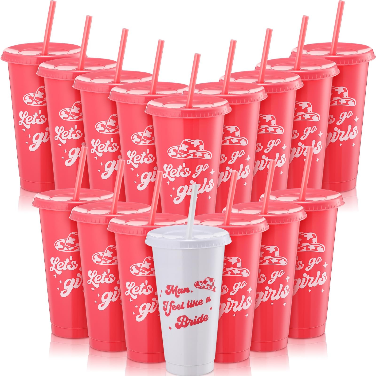 Suclain 16 Pcs Bachelorette Party Cowgirl Cups Reusable Cups 24 oz Bridesmaid...